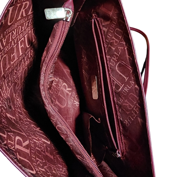 FURLA Made in Italy/Dark Burgundy Large Patent Leather Shoulder Bag Tote - Picture 4 of 12